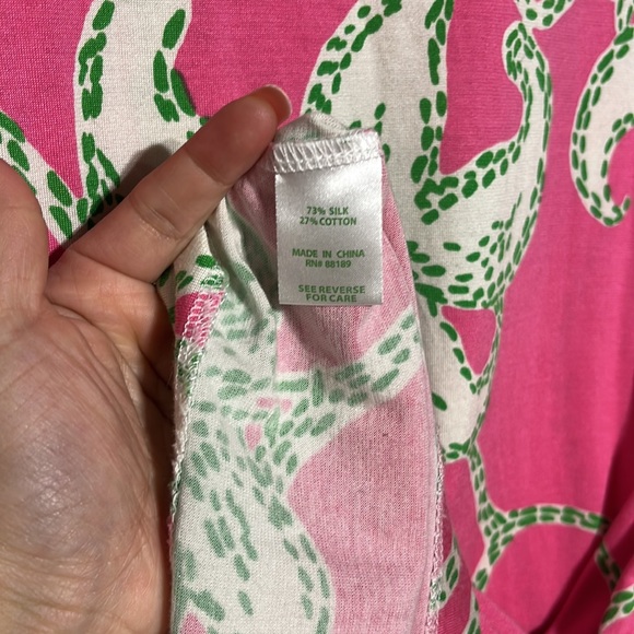 Lilly Pulitzer Pink Green Starfish Print Silk/ Cotton Dress Size M - Picture 4 of 5